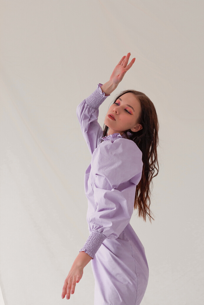 Confident model posing in studio